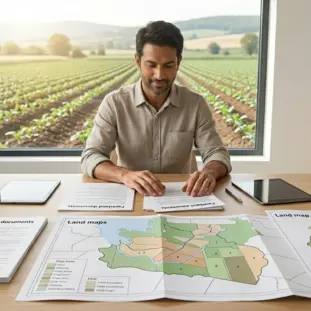Farmland ownership documents and land papers showing clarity and transparent investment process
